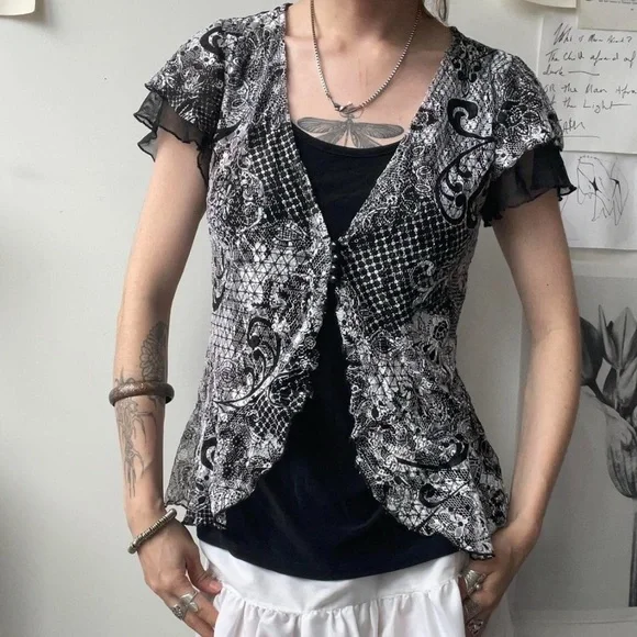 vintage layered lace cardi top - Picture 7 of 9